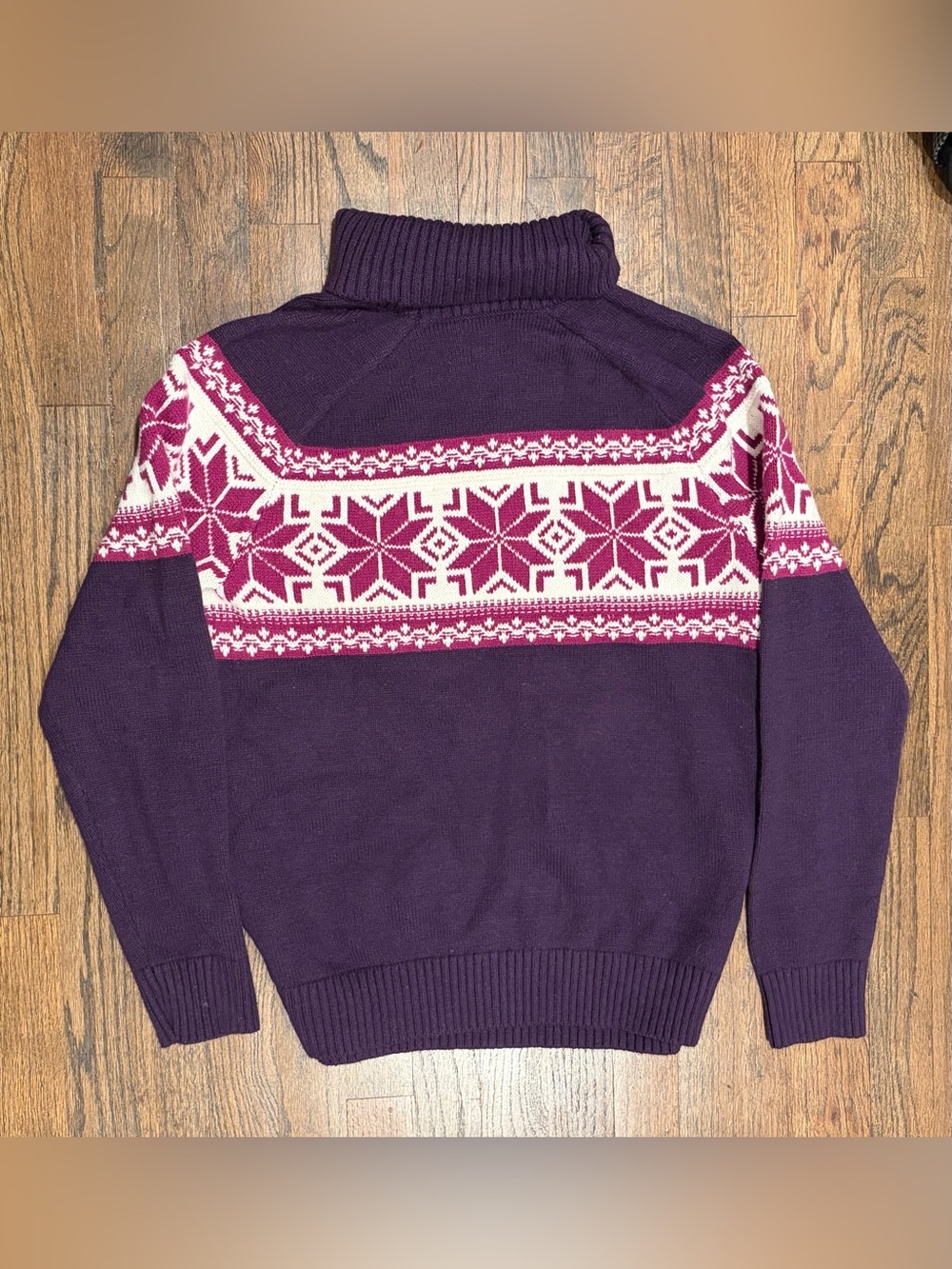 Lands' End Fair Isle Snowflake Turtleneck Sweater Women’s Medium